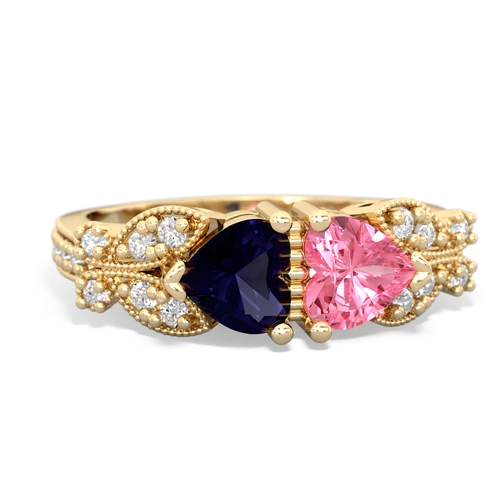 sapphire-pink sapphire keepsake butterfly ring