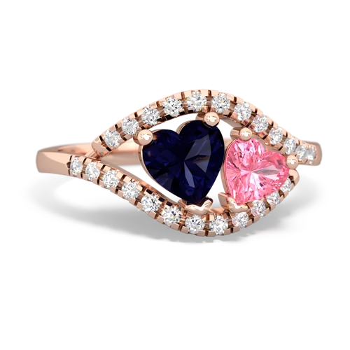 sapphire-pink sapphire mother child ring