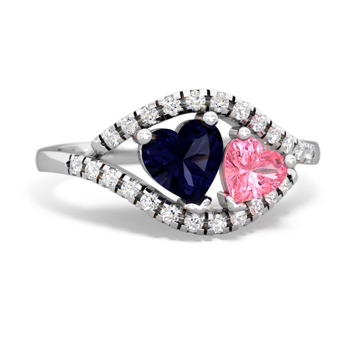sapphire-pink sapphire mother child ring
