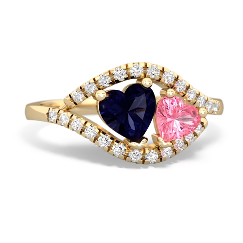 sapphire-pink sapphire mother child ring