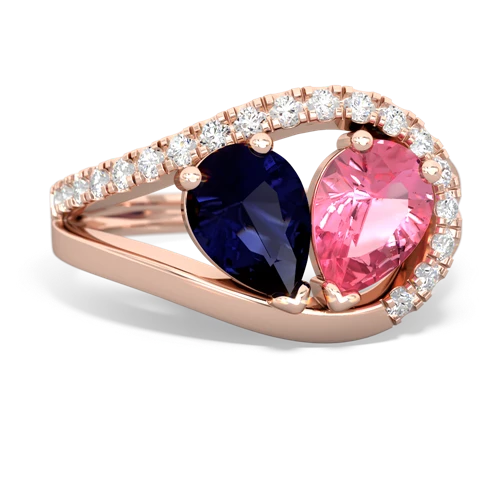 sapphire-pink sapphire pave heart ring