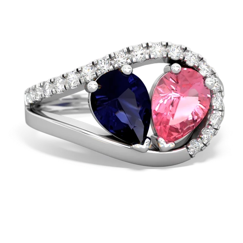 sapphire-pink sapphire pave heart ring