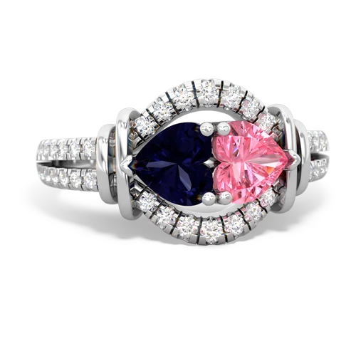 sapphire-pink sapphire pave keepsake ring