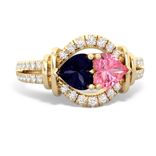 sapphire-pink sapphire pave keepsake ring