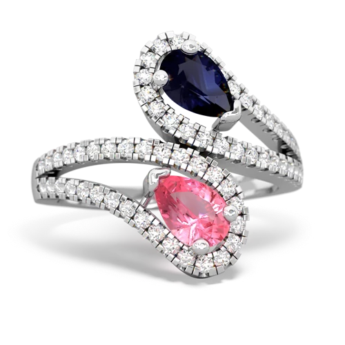 sapphire-pink sapphire pave swirls ring