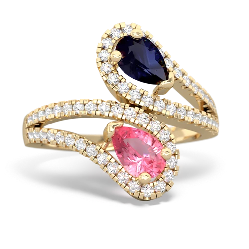 sapphire-pink sapphire pave swirls ring