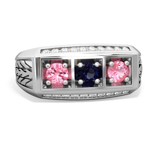 sapphire-pink sapphire three stone ring