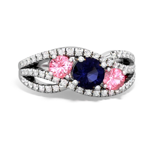 sapphire-pink sapphire three stone pave ring