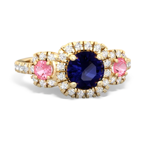 sapphire-pink sapphire three stone regal ring