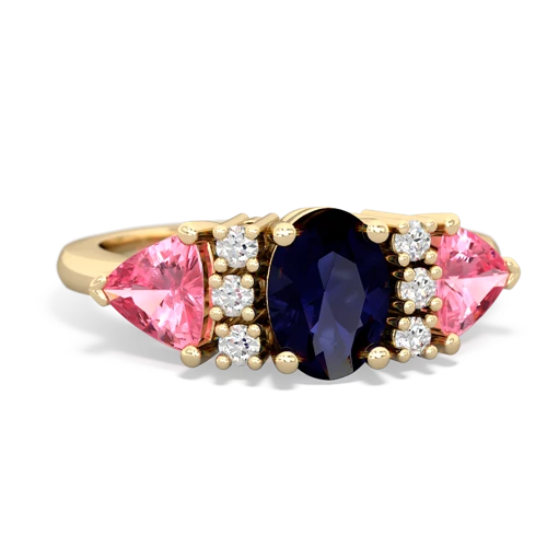 Sapphire Genuine Sapphire with Lab Created Pink Sapphire and Genuine London Blue Topaz Antique Style Three Stone ring Ring