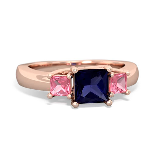 Sapphire Genuine Sapphire with Lab Created Pink Sapphire and Lab Created Pink Sapphire Three Stone Trellis ring Ring