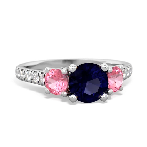 sapphire-pink sapphire trellis pave ring
