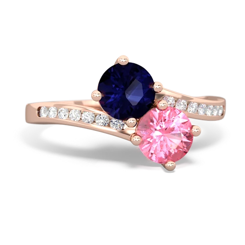 sapphire-pink sapphire two stone channel ring