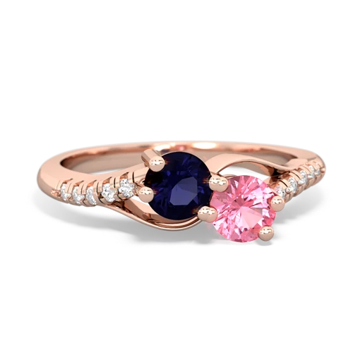 sapphire-pink sapphire two stone infinity ring