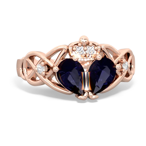 Sapphire Two Stone Claddagh Genuine Sapphire ring Ring