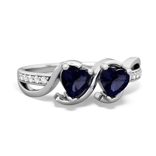 sapphire double heart ring