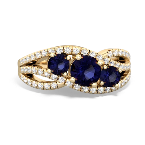 sapphire three stone pave ring