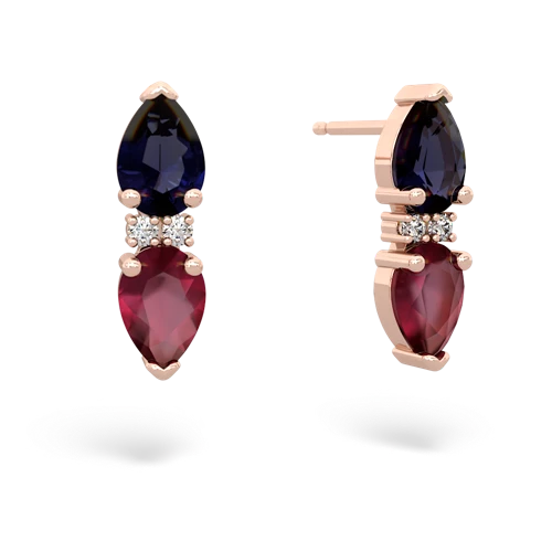 sapphire-ruby bowtie earrings