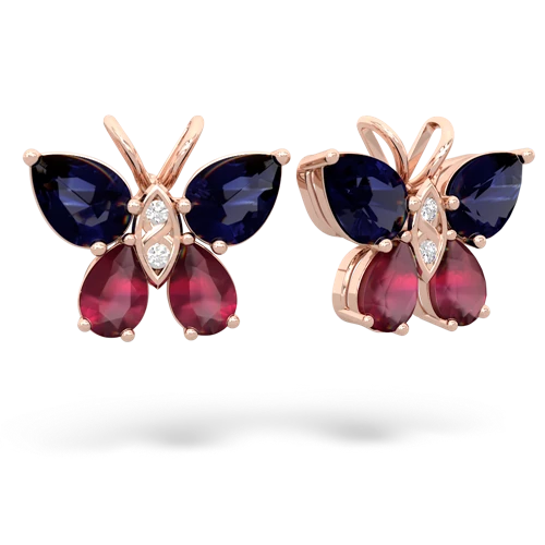 sapphire-ruby butterfly earrings