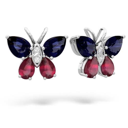 sapphire-ruby butterfly earrings