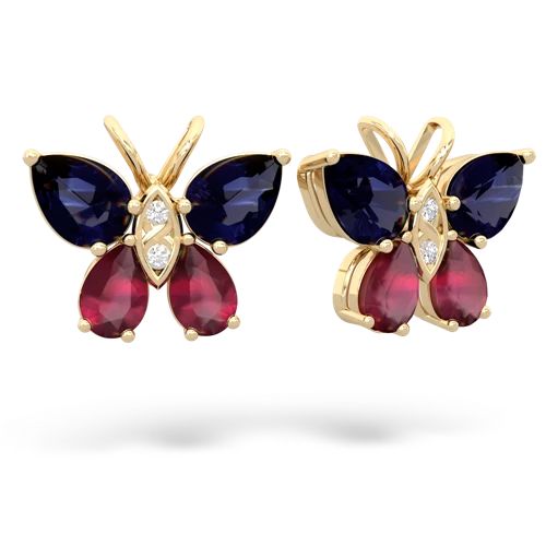 sapphire-ruby butterfly earrings