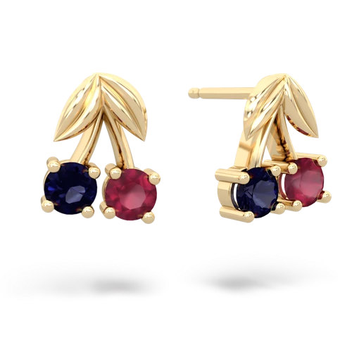 sapphire-ruby cherries earrings
