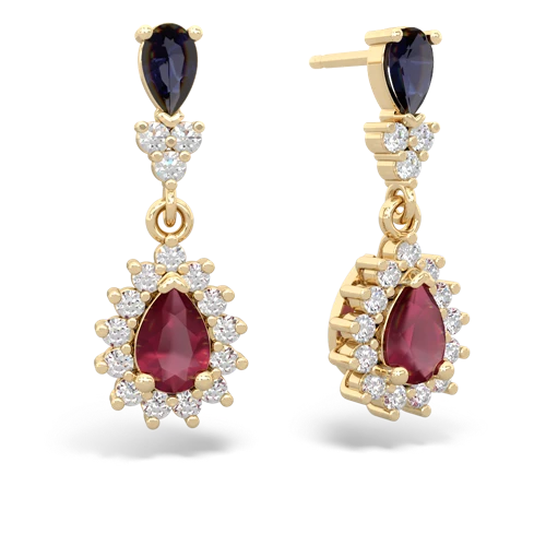 sapphire-ruby dangle earrings