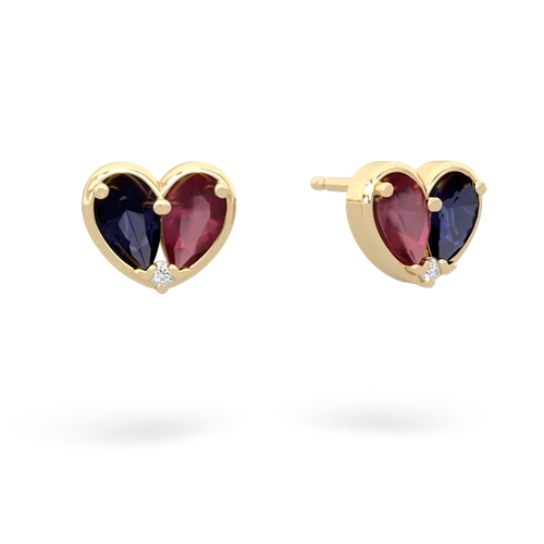 sapphire-ruby one heart earrings
