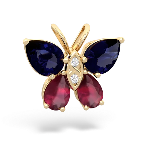 sapphire-ruby butterfly pendant