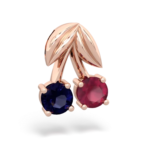 sapphire-ruby cherries pendant