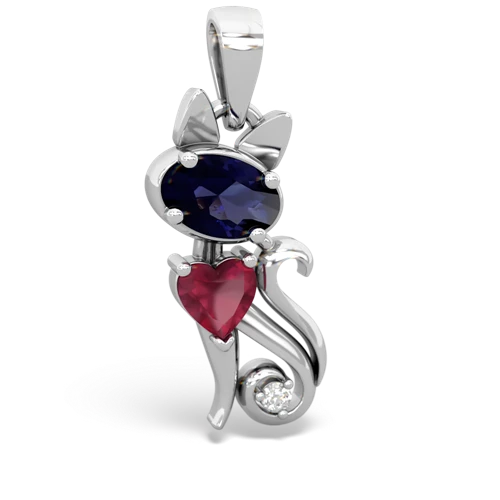 sapphire-ruby kitten pendant