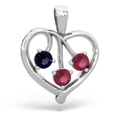 Sapphire Genuine Sapphire with Genuine Ruby and Genuine Fire Opal Glowing Heart pendant Pendant