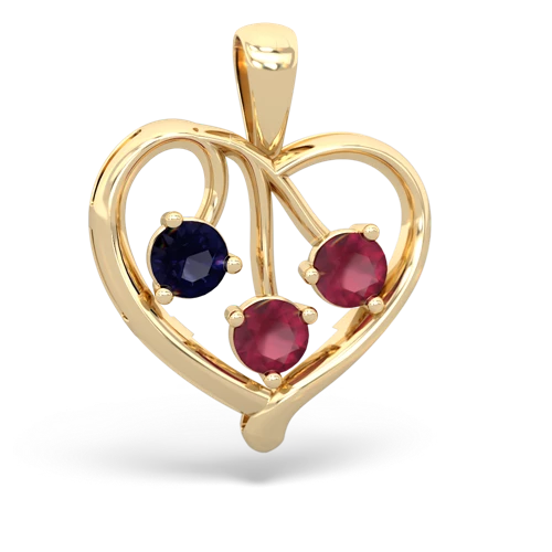 sapphire-ruby love heart pendant