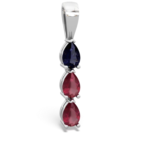 sapphire-ruby three stone pendant