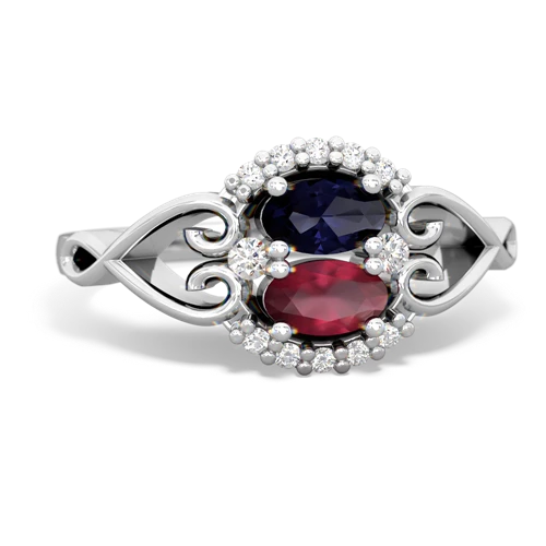 Sapphire Genuine Sapphire with Genuine Ruby Love Nest ring Ring