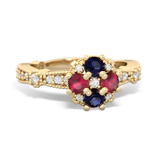 sapphire-ruby art deco engagement ring