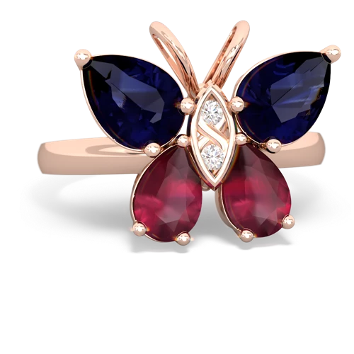 sapphire-ruby butterfly ring