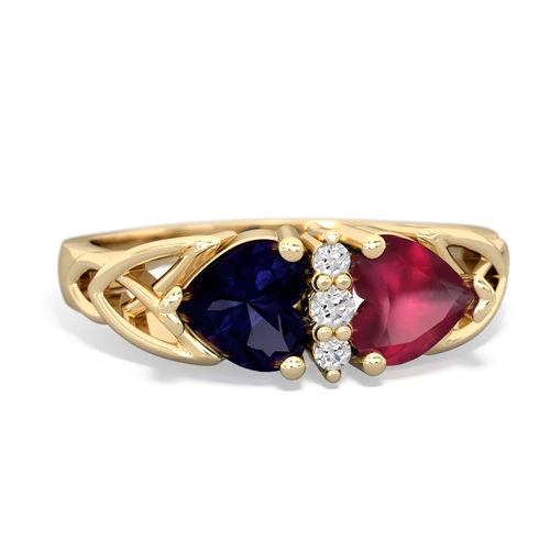 Sapphire Genuine Sapphire with Genuine Ruby Celtic Trinity Knot ring Ring