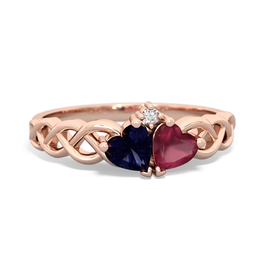 Sapphire Genuine Sapphire with Genuine Ruby Heart to Heart Braid ring Ring