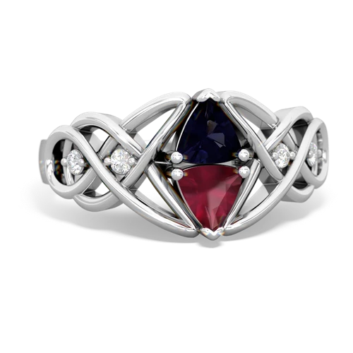 Sapphire Genuine Sapphire with Genuine Ruby Keepsake Celtic Knot ring Ring