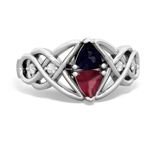 sapphire-ruby celtic knot ring