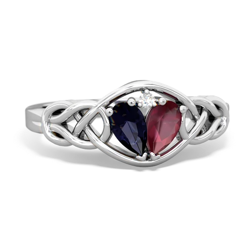 Sapphire Genuine Sapphire with Genuine Ruby Celtic Love Knot ring Ring