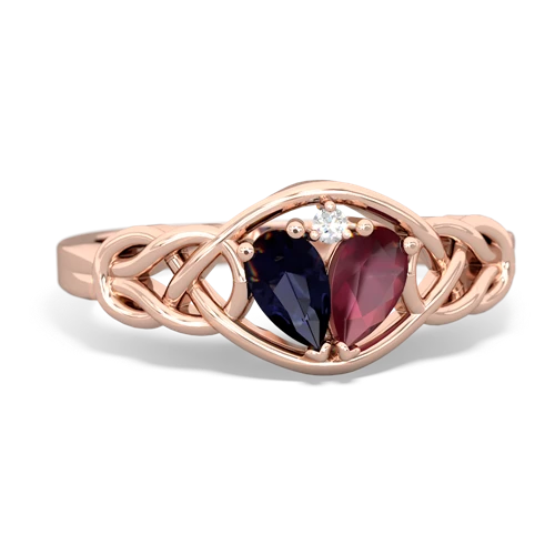 sapphire-ruby celtic knot ring