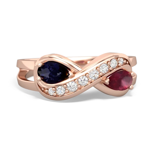 Sapphire Genuine Sapphire with Genuine Ruby Diamond Infinity ring Ring