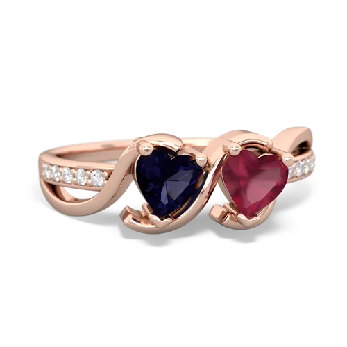 Sapphire Genuine Sapphire with Genuine Ruby Side by Side ring Ring