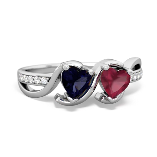 Sapphire Genuine Sapphire with Genuine Ruby Side by Side ring Ring
