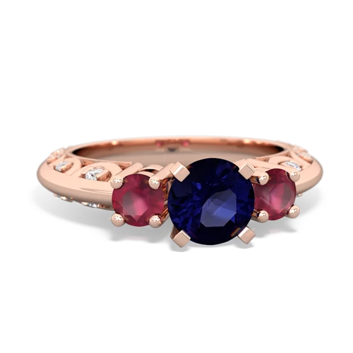 Sapphire Genuine Sapphire with Genuine Ruby Art Deco ring Ring
