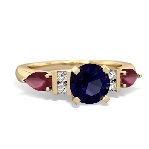 Sapphire Genuine Sapphire with Genuine Ruby and Genuine Aquamarine Engagement ring Ring