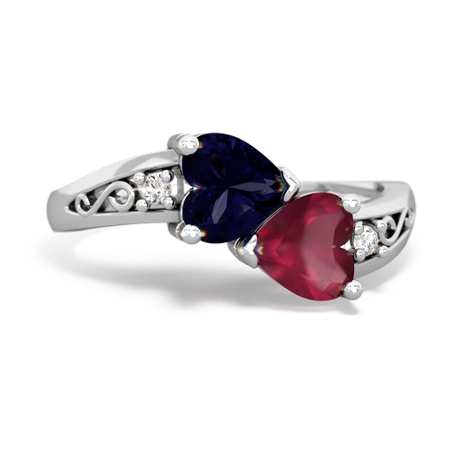 sapphire-ruby filligree ring