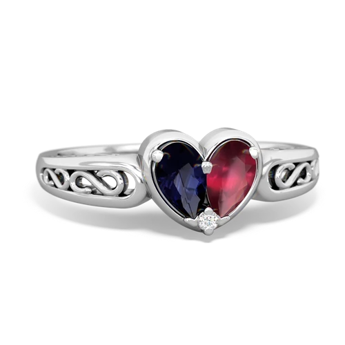 sapphire-ruby filligree ring